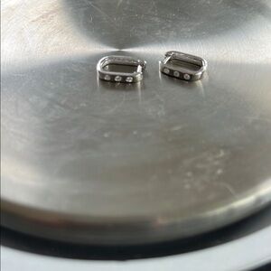 COPY - Elegant 14k tiny huggie  white gold Hoop Earrings with genuine lab diamo…